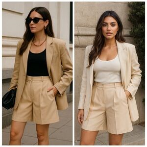 NWT SAMSOE & SAMSOE Fally Soft Pink Tailored Bermuda Shorts Large Minimalist